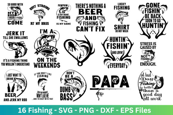 Fishing Bundle: Graphics for Crafts