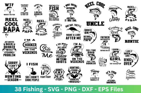 Fishing Fisherman Bundle: Graphics for Crafts