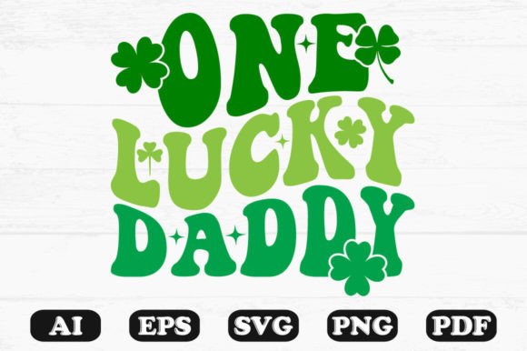 One Luck Daddy Retro Wavy SVG T-Shirt: Graphics for Crafts