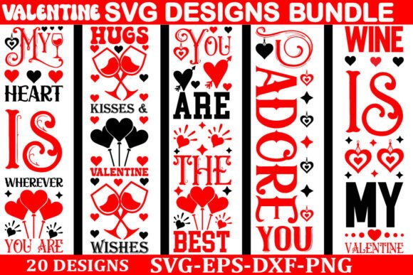 Valentine Porch Sign SVG Bundle: Graphics for Crafts & Content