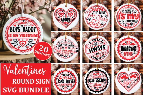 Valentines Round Sign SVG Bundle Quote